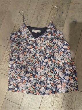 LOFT Navy Floral V-Neck Spaghetti Strap Camisole